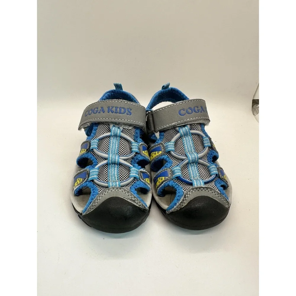 Coga Blue & Grey Kids Closed Toe Water Sandals Little Boy Size 9.5 (7-8year Old)